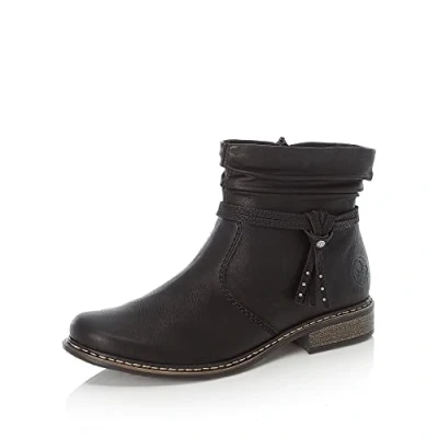 Image of Rieker Women Ankle Boots Z4953, Ladies Boots,Low Boots,Half Boots,Bootie,Flat,Black (Schwarz / 00),38 EU 5 UK
