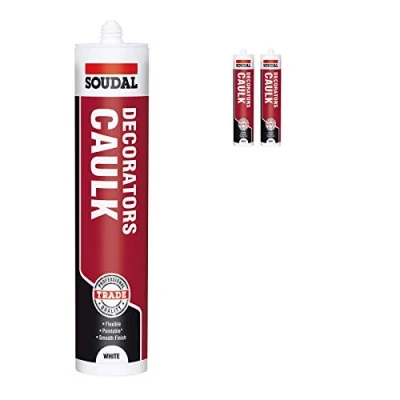 Image of Pack of 2, Soudal Decorator Caulk Gap &amp; Crack Filler Acrylic Silcone Adhesive Sealant