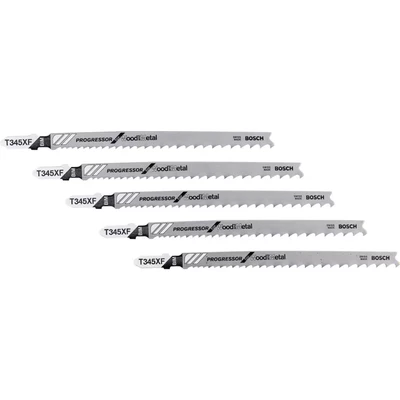 Image of Bosch 2608634994 T345Xf Pack Of 5 Progressor Jigsaw Blade Wood And Metal