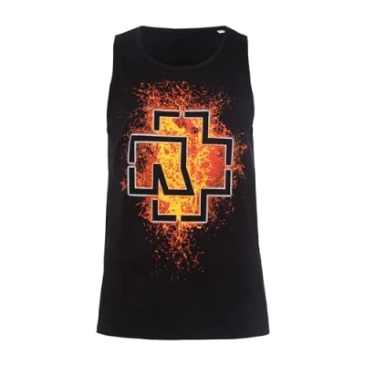 Image of Rammstein Tank Top Lava Logo, Official Band Merchandise with Chest Print, Black, L