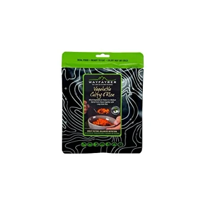Image of Wayfayrer Vegetable Curry &amp; Rice 300g Ready to Eat, Hot or Cold, Meal Pouch Recommended for Duke of Edinburgh&#039;s Award Expeditions, Camping, Hiking, Fishing and Outdoor Adventures