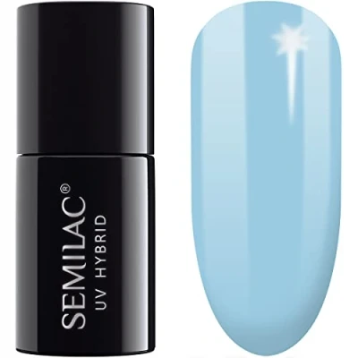 Image of Semilac Extend Base 5in1 807 Pastel Blue Gel Nail Polish Functions Long Lasting and Easy to Apply UV/LED Nails 7ml