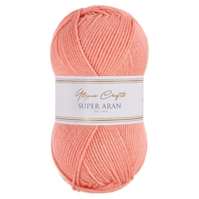 Image of Utopia Crafts Super Aran Knitting and Crochet Yarn 100g (Sunset Coral)