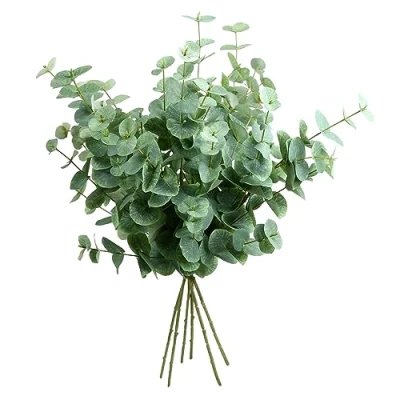 Image of Tuocal 6 Pcs Artificial Eucalyptus Stems Leaves, Fake Silk Branches Plants Faux Greenery for Flower Arrangement Home Wedding Party Table Centerpiece Decoration, Spring Green