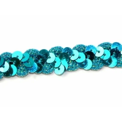 Image of 14mm RIC Rac &amp; Sequin Braid Trimming Turquoise per metre