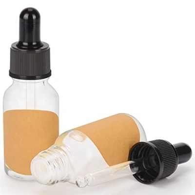 Image of stonylab 2 Pack Glass Dropper Bottle, Empty Bottle with Dropper, Inner Plug and Label for Essential Oils Aromatherapy Fragrances (15 ml, Transparent)