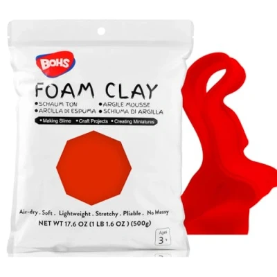 Image of BOHS Red Slime Modeling Foam Air Dry Clay Squishy,Stretchy,Pliable School Arts &amp; Crafts Project 1.1 Pound