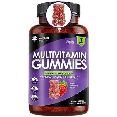 Image of Multivitamin Gummies High Strength for Men Women Vegetarian +14 Essential Vitamins &amp; Minerals Gluten Free, Non GMO Multi Chewable Adults Vitamin C A D E B12 B6 Biotin, Zinc Iodine