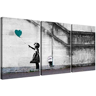 Image of Wallfillers Banksy Balloon Girl Canvas Prints Set of 3 for your Living Room 3220
