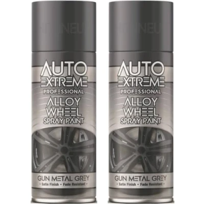 Image of HitlineUK 2 x 400ml Alloy Wheel Grey Spray Paint Premium Corrosion Resistant Restore &amp; Refurbish with Ideal for Wheels