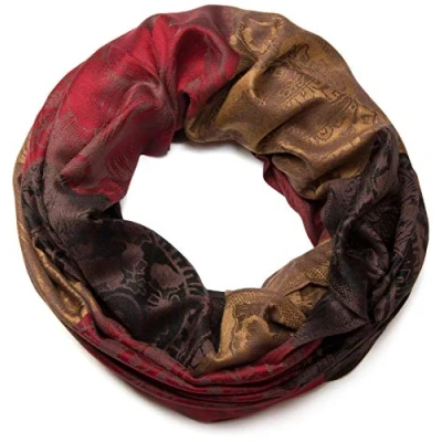 Image of styleBREAKER flowers, hibiscus blossoms, paisley pattern, tube scarf, warm and soft quality, shawl, women 01018058, Colour:Brown Red Light Brown