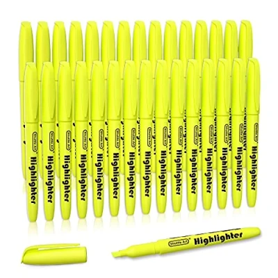 Image of Shuttle Art Yellow Highlighters, 30 Pack Highlighters Bright Colours, Chisel Tip Dry Quickly Non Toxic Highlighter markers for Adults Kids Highlighting in Home School Office