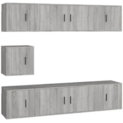 Image of vidaXL 7 Piece TV Cabinet Set Grey Sonoma Engineered Wood