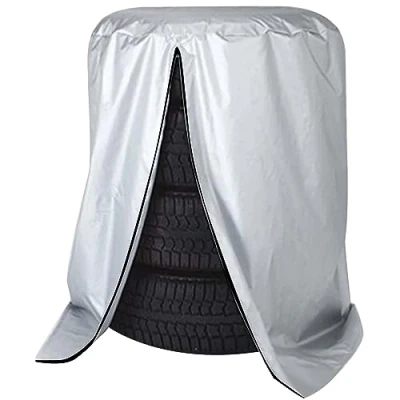 Image of KYSUN Large Tire Cover, Storage Bag &amp; Seasonal Spare Bag, Wheel Protector, Tyre Covers Waterproof Sun Protection Holds Fits up to 29&quot; Tires, Can Hold 4 Tires (Silver)
