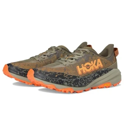 Image of HOKA Speedgoat 6 Trail running shoes, Men&#039;s, Size: 7, Antique olive/squash Textile/synthetics