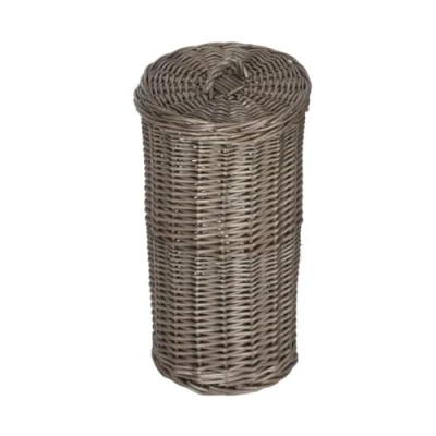 Image of Red Hamper 3 Toilet Roll Round Wicker Holder, Brown, 4 x 1.8 cm