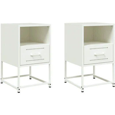 Image of vidaXL Bedside Cabinets 2 pcs White 36x39x60.5 cm Steel