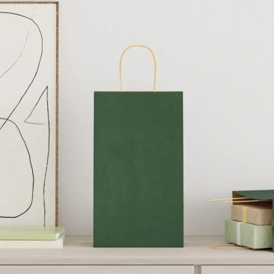 Image of vidaXL Paper Bags 50 pcs with Handles Green 21x11x36 cm