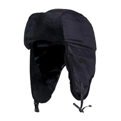 Image of HEAT HOLDERS Mens Waterproof Fleece Lined Winter Thermal Trooper Trapper Hat with Ear Flaps (L/XL, Black (Trapper))