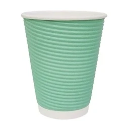 Image of Fiesta Recyclable Coffee Cups Ripple Wall Turquoise 8oz (500 Pack)