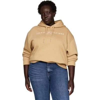 Image of Tommy Hilfiger Curve LOGO Hoodie Sweatshirt, Women&#039;s, Size: 22, Classic khaki