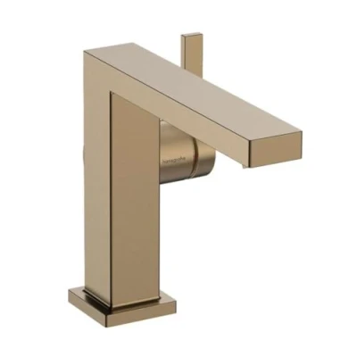 Image of hansgrohe Tecturis E Fine bathroom tap with pop up waste, energy saving (CoolStart), sink spout height 110 mm, basin mixer water (EcoSmart+), brushed bronze, 73023140