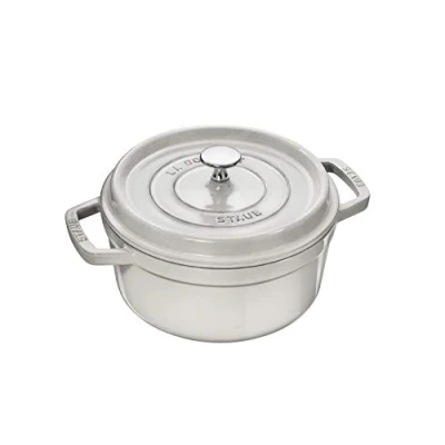 Image of STAUB Cast Iron White Truffle Casserole Dish with Round Spikes 22 cm