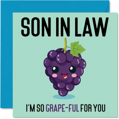 Image of Thank You Cards for Son in law Grape Ful Funny Happy Birthday Card from Mum Dad Law, Gifts, 145mm x Joke Greeting Men Him