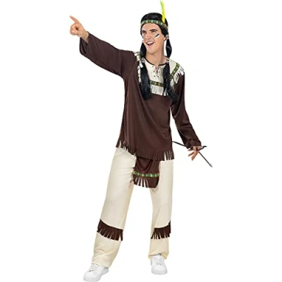 Image of Funidelia Indian Costume for man Indian, Cowboys, Western adults accessory fancy dress &amp; props Halloween, carnival parties Size S Brown