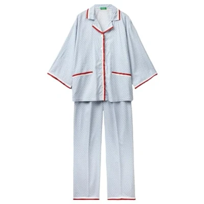 Image of United Colors of Benetton Women&#039;s Pig(Shirt+Pant) 41hh3p00e Pajama Set, Light Blue 61R, L