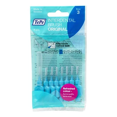 Image of TePe Interdental Brushes 0.6mm Blue Brushes, 8 Count (Pack of 2)