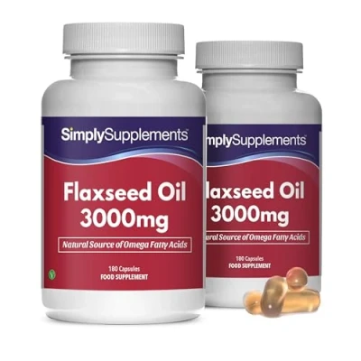 Image of Flaxseed Oil Capsules 3000mg Great Source of Alpha Linolenic Acid (ALA) Fish Alternative 2 x 180 High Strength Manufactured in The UK