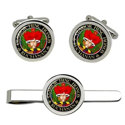 Image of Buchanan Scottish Clan Cufflinks and Tie Clip Set