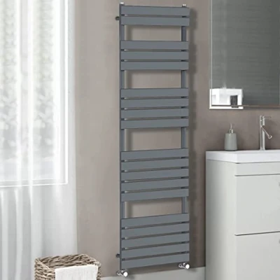 Image of Warmehaus Flat Panel Heated Towel Rail Grey Anthracite Bathroom Ladder Radiator Warmer 1800 x 600mm
