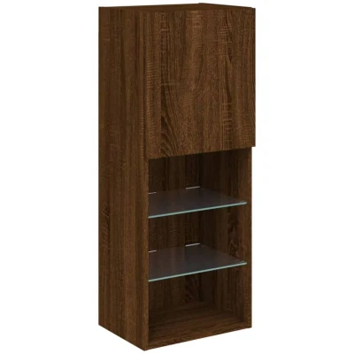 Image of vidaXL TV Cabinet with LED Lights Brown Oak 40.5x30x102 cm