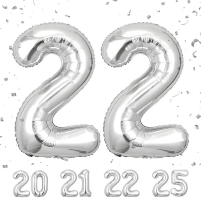 Image of Number Balloons 22,Sliver 22 for Birhtday Party Decoration,40 Inch Giant Helium Foil Women Men 22th Birthday Decor Anniversary Decorations Supplies