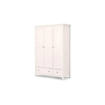 Image of Julian Bowen Maine 3 Door Combination Wardrobe SURF WHITE, Solid Pine with MDF, ONE SIZE