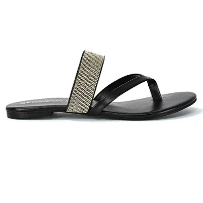 Image of Womens Flat Flip Flop Sandals Ladies Decorative Metal Chain Slip On Mule Shoes Size 3 9 Black