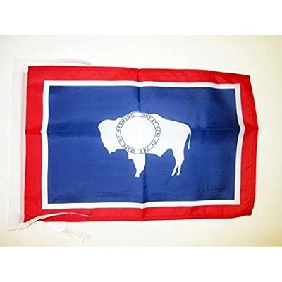Image of AZ Flag Wyoming 18&#039;&#039; x 12&#039;&#039; 100% Polyester US state of Small Banner with Two Cords Fade Resistant Vivid Colors 18x12 in 45x30 Cm
