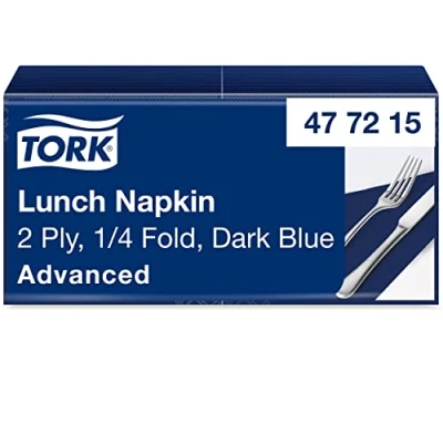 Image of Tork 477215 Dark Blue Lunch Napkin / 2 Ply Advanced, Unprinted Serviette in Navy 10 x 200 Sheets