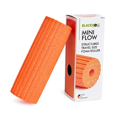 Image of BLACKROLL® Mini Flow Fascia Roller (15 x 5 cm), Small Fitness with Ribbed Surface, Handy Massage for Travel, Office &amp; Gym, Medium Hardness, Made in Germany, Orange