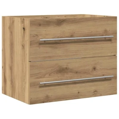Image of vidaXL Bathroom Sink Cabinet Artisan Oak Finish, Engineered Wood 60x38.5x48cm Stylish Storage Unit with Ample Space &amp; Practical Handles