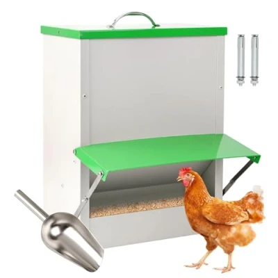 Image of Svauoumu 11kg Automatic Chicken Feeder Wall Mounted Poultry Feeder, No Waste Heavy Duty Outdoor Rainproof For Chickens, Ducks, Goose Turkeys