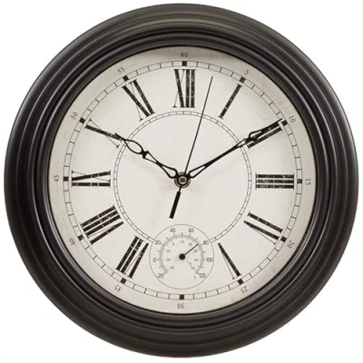 Image of HOMELOX Traditional Lincoln Wall Clock with Thermometer Classic Roman Numeral 29cm