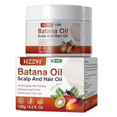Image of Organic Batana Hair Oil, Unrefined, Honduran Rainforest Origin, Promotes Growth, Prevents Loss, Repairs Split Ends and Damage, Suitable for All Types