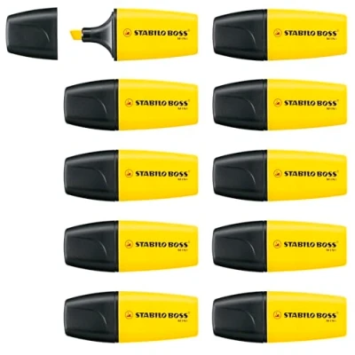 Image of Highlighter STABILO BOSS MINI Pack of 10 Yellow