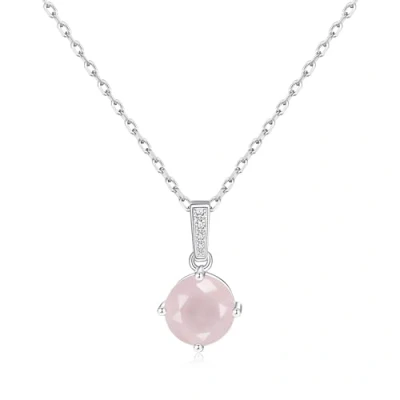 Image of Philip Jones Sterling Silver Rose Quartz Gemstone Necklace