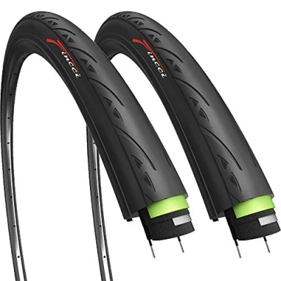 Image of Fincci 700 x 25c Tyres Pair 25 622 with 3mm Antipuncture Protection 60TPI 700c Specialized 700x25c Road Bike Tyre for Cycle Racing Touring Bicycle (Pack of 2)