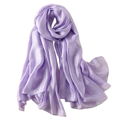 Image of Lina &amp; Lily Shimmer Sheen Scarf Shawl Wrap for Wedding Evening Dress Sheer Lightweight (Lavender)
