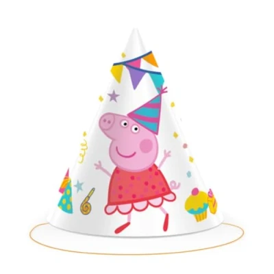 Image of BeenSmile, PEPPA PIG Hats, Cardboard Children&#039;s Birthday Decoration, Party 6 Pcs.